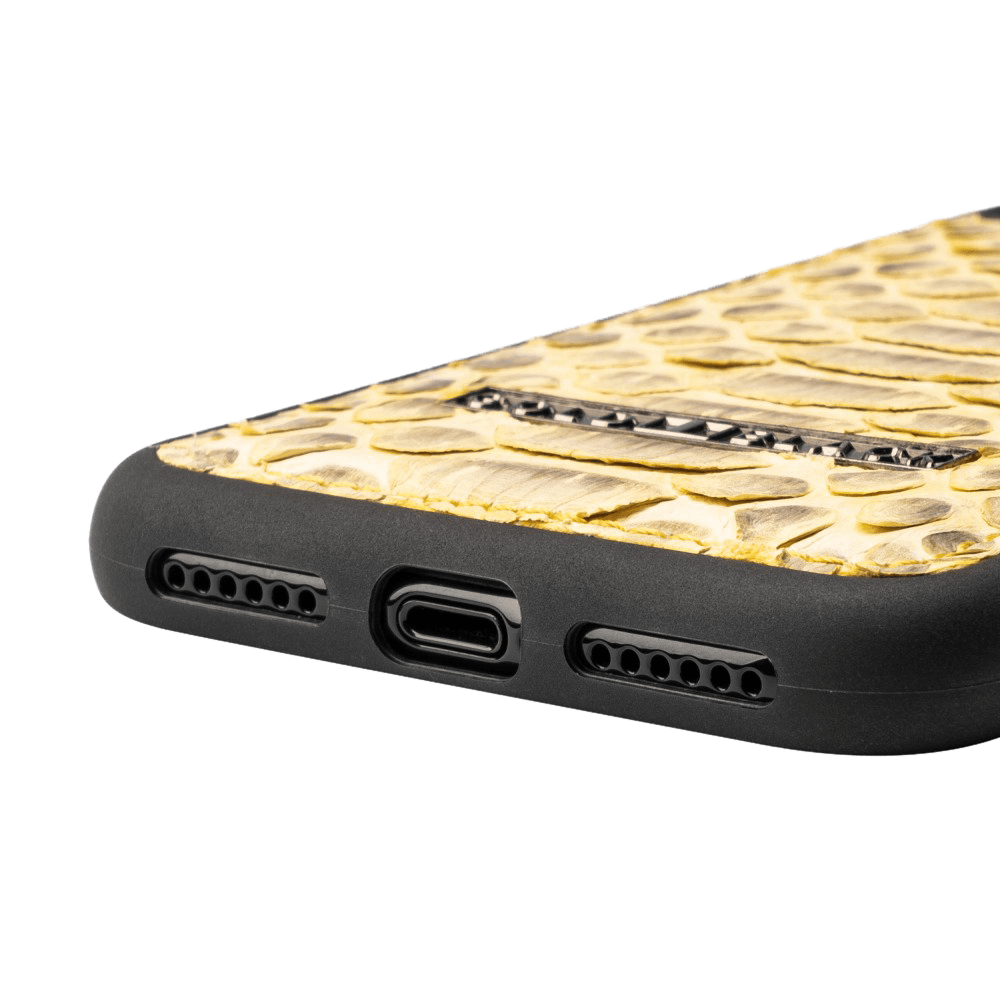 iPHONE 11 PRO LEDERHÜLLE PYTHON GELB - GOLDBLACKpremium