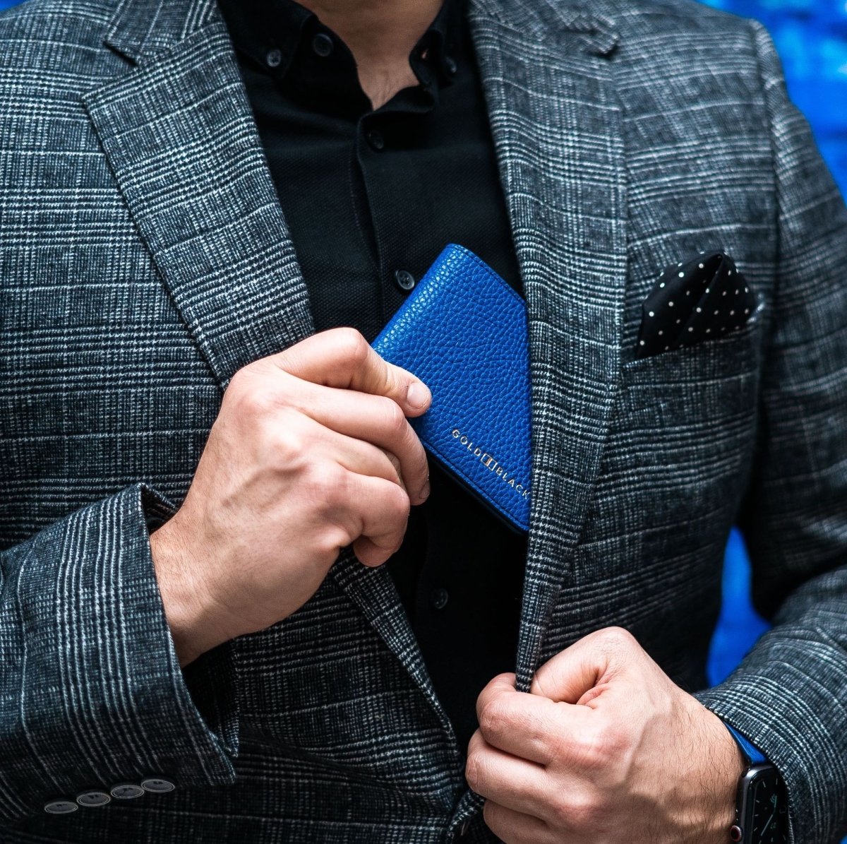 Geldbörse GM Leder Nappa Blau - GOLDBLACKpremium