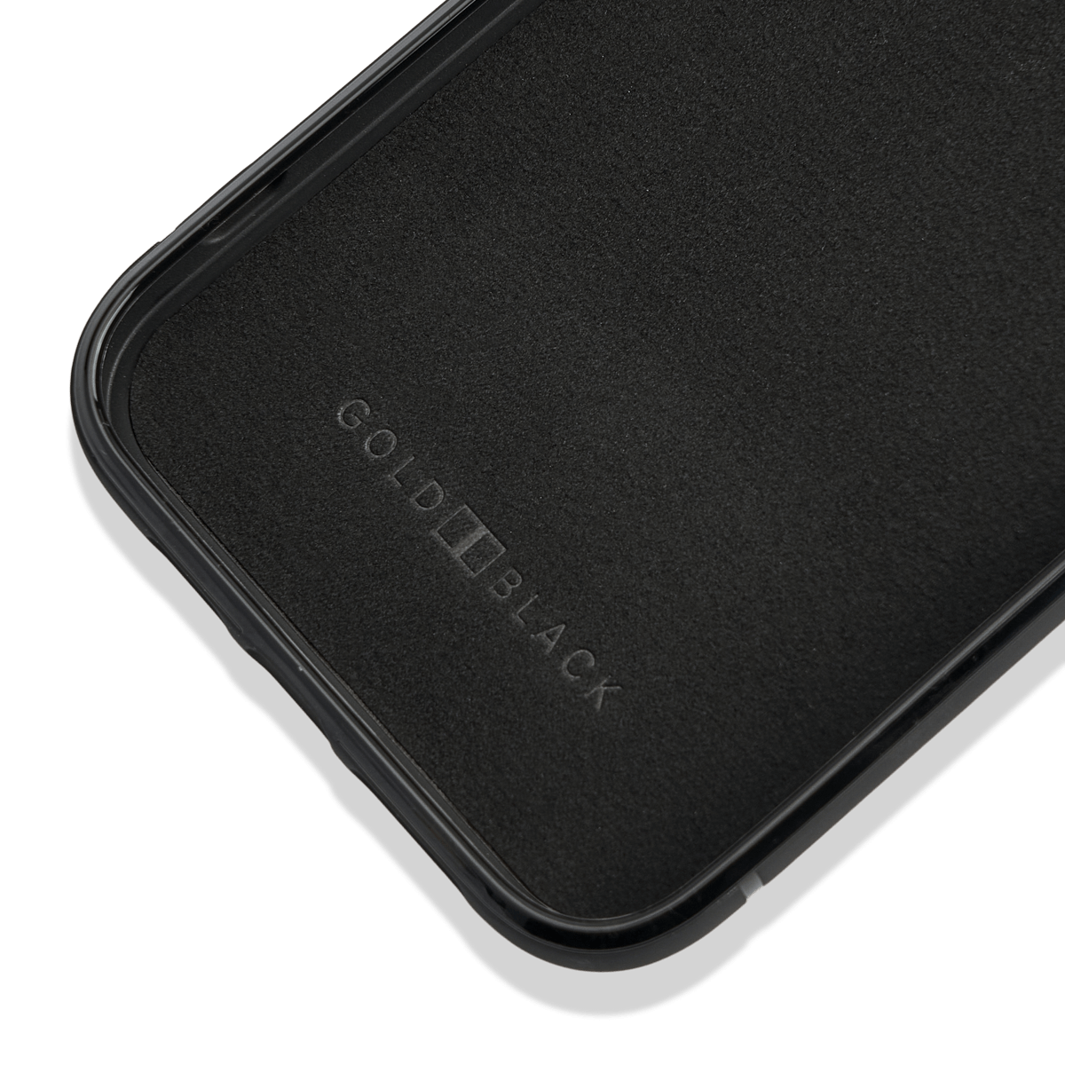 iPhone 13 Leder Case mit Fingerschlaufe Nappa schwarz - GOLDBLACKpremium