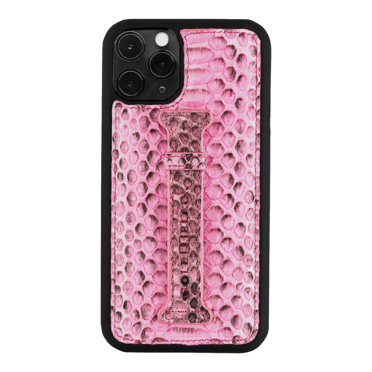 iPHONE 11 PRO LEDERHÜLLE MIT FINGERSCHLAUFE PYTHON PINK - GOLDBLACKpremium