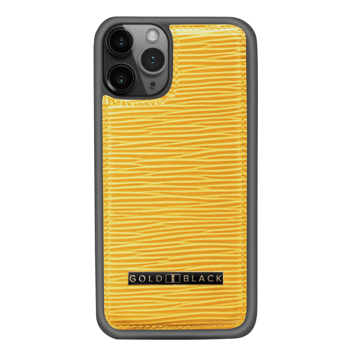 iPHONE 11 PRO LEDERHÜLLE UNICO-Prägung GELB - GOLDBLACKpremium
