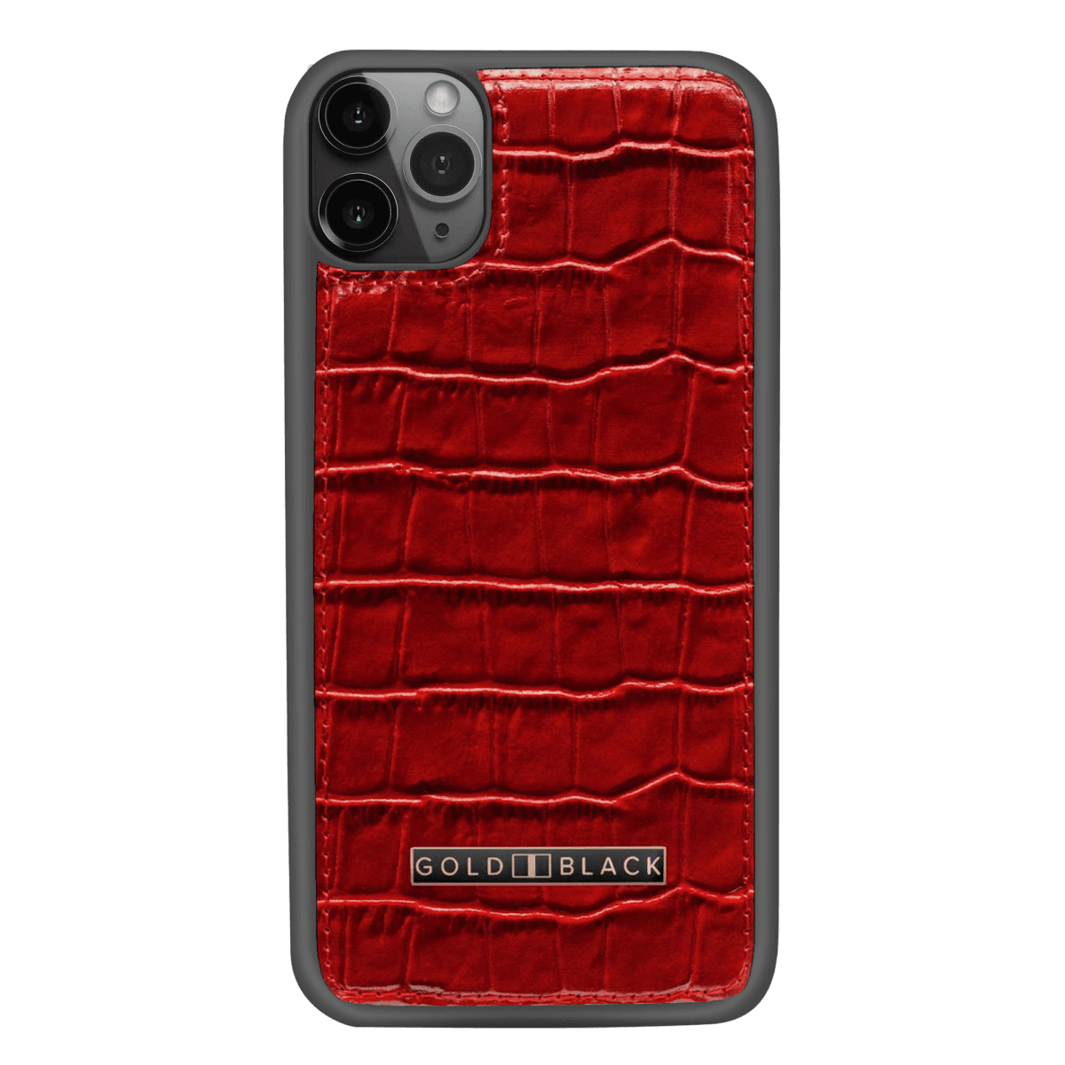 iPhone 11 Pro Max Lederhülle KROKO-PRÄGUNG Rot - GOLDBLACKpremium