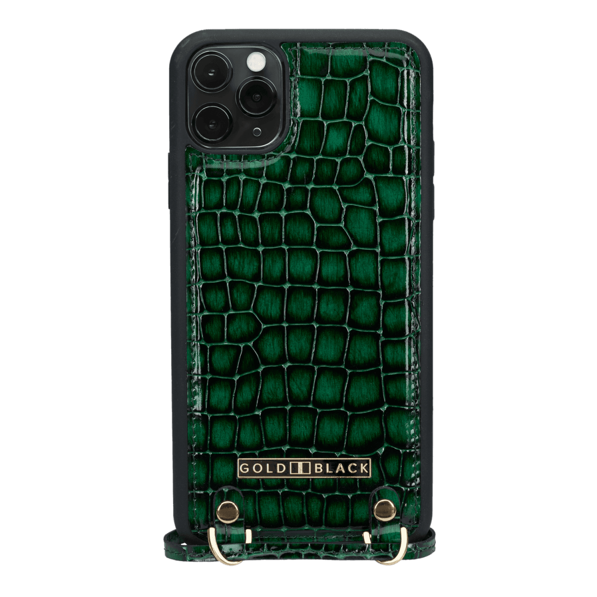 iPhone 11 Pro Max Lederhülle mit Necklace MILANO-Design Grün - GOLDBLACKpremium