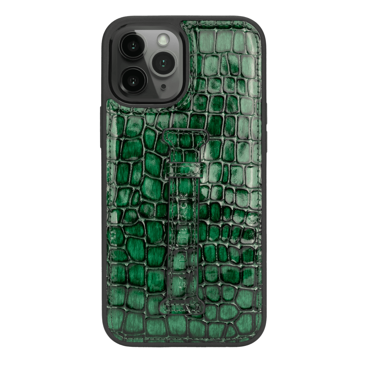 iPhone 12 Pro Max Lederhülle mit Fingerschlaufe Milano Grün - GOLDBLACKpremium