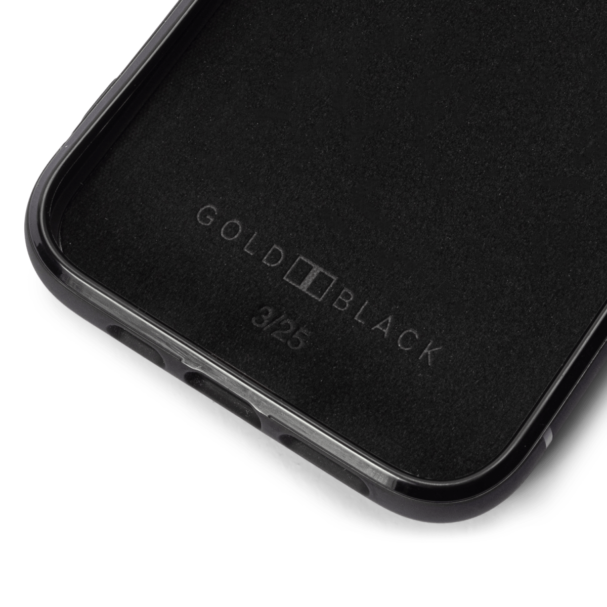 iPhone 13 Pro Case mit Fingerschlaufe Krokodilleder Schwarz Limited Edition - GOLDBLACKpremium