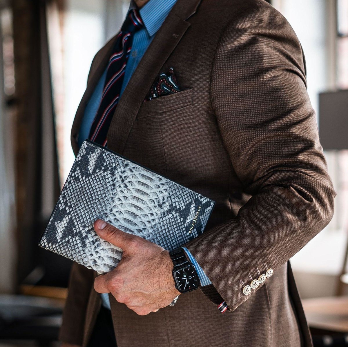 Notizbuch Pythonleder Natural - GOLDBLACKpremium