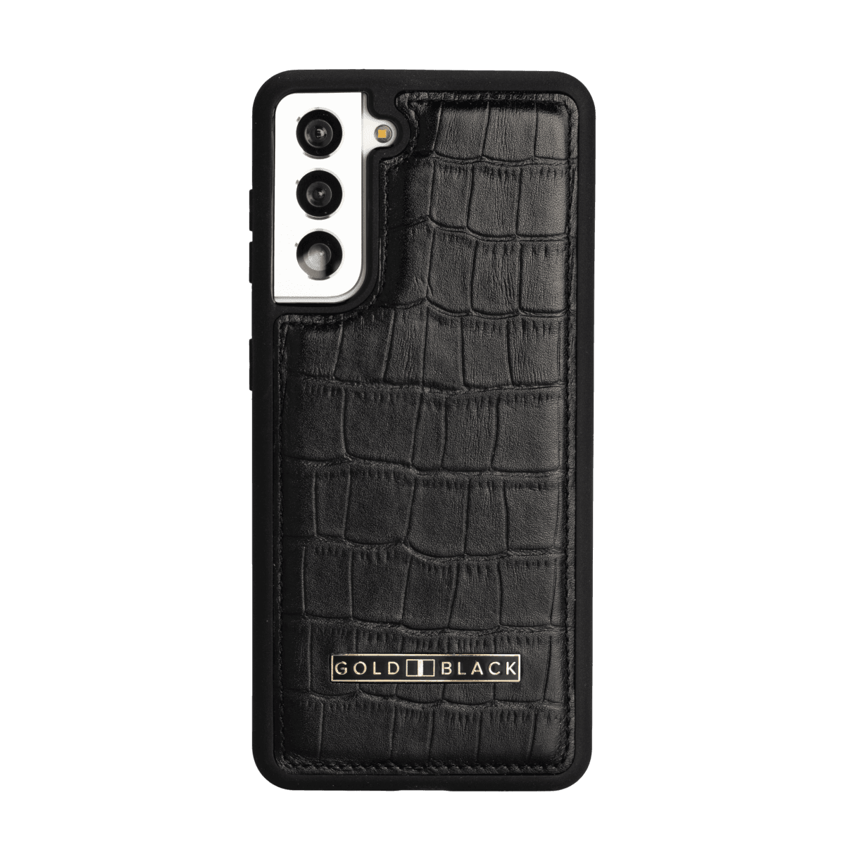 Samsung S21 Lederhülle Croco Schwarz - GOLDBLACKpremium