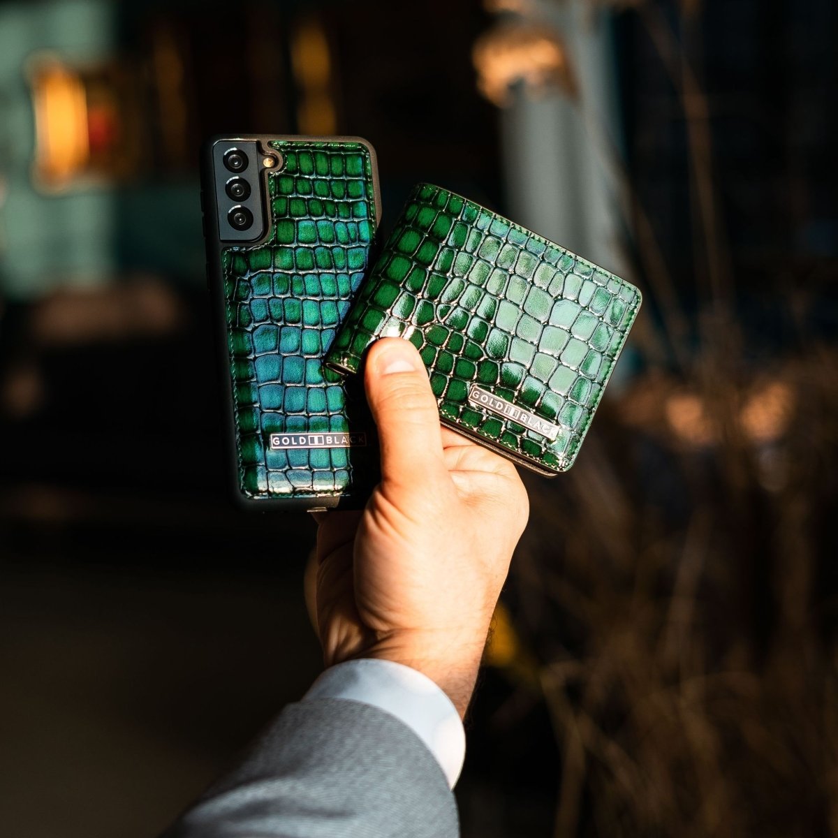Samsung S21 Plus Lederhülle Milano Grün - GOLDBLACKpremium