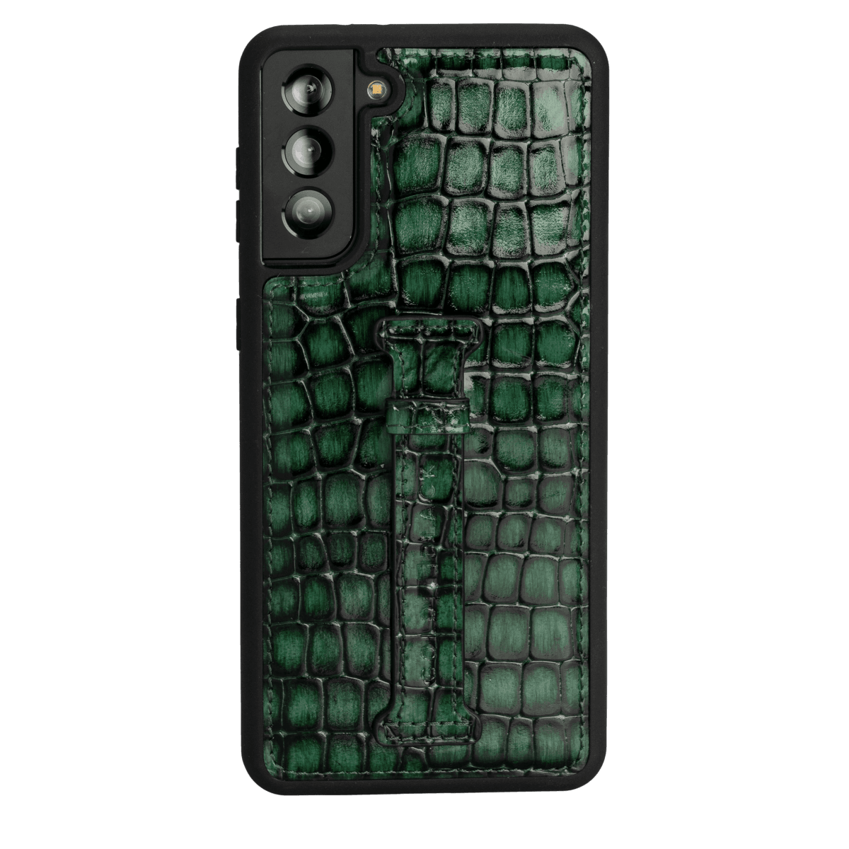 Samsung S21 Plus Lederhülle mit Fingerschlaufe Milano Grün - GOLDBLACKpremium